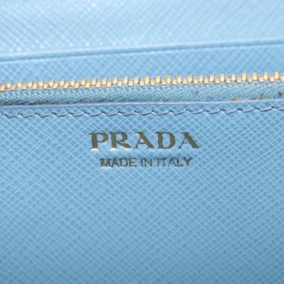 PRADA Long Wallet Safiano leather Light Blue Auth 146803V