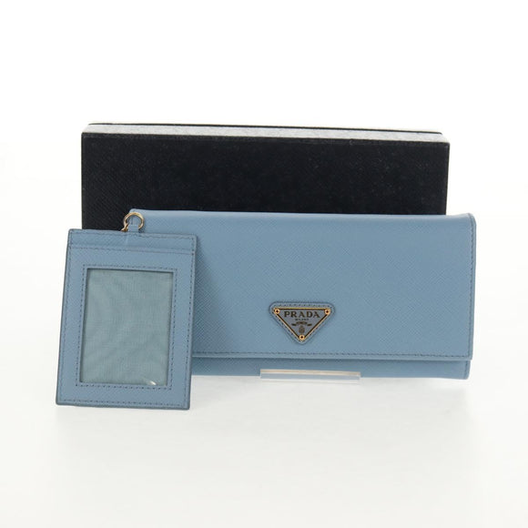 PRADA Long Wallet Safiano leather Light Blue Auth 146803V