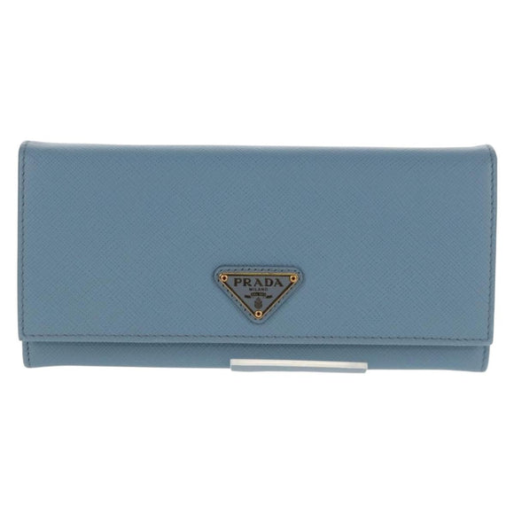 PRADA Long Wallet Safiano leather Light Blue Auth 146803V