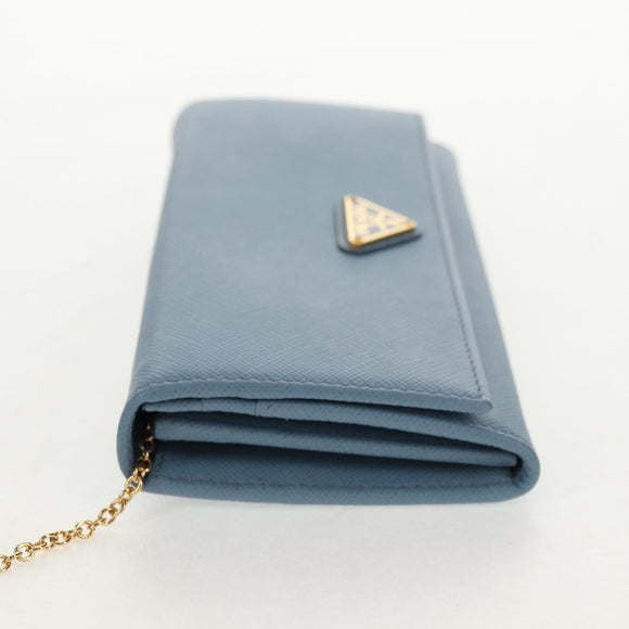 PRADA Long Wallet Safiano leather Light Blue Auth 146803V