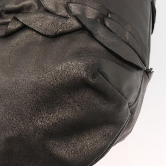 PRADA Tote Bag Leather Gray Silver Auth 146806