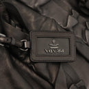 PRADA Tote Bag Leather Gray Silver Auth 146806-10