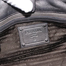 PRADA Tote Bag Leather Gray Silver Auth 146806-17