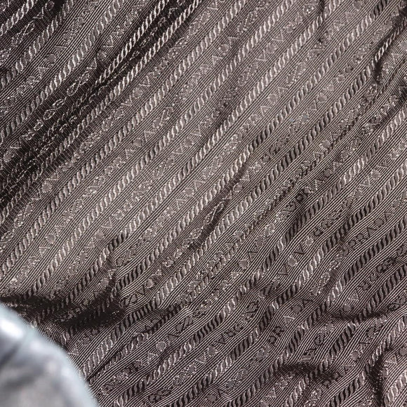 PRADA Tote Bag Leather Gray Silver Auth 146806