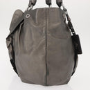 PRADA Tote Bag Leather Gray Silver Auth 146806-4