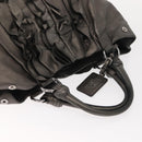 PRADA Tote Bag Leather Gray Silver Auth 146806-6