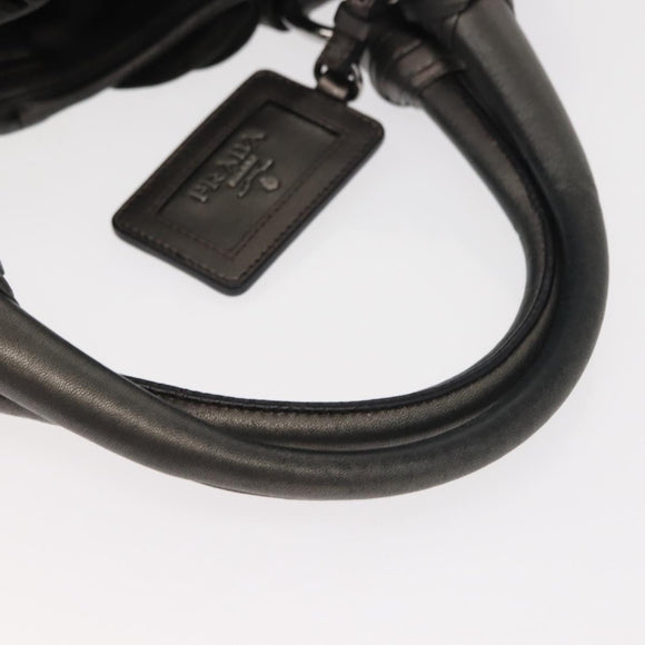 PRADA Tote Bag Leather Gray Silver Auth 146806