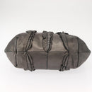 PRADA Tote Bag Leather Gray Silver Auth 146806-5