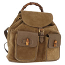 GUCCI Bamboo Backpack Suede Brown Gold 003 58 0016 Auth 146807-1