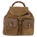 GUCCI Bamboo Backpack Suede Brown Gold 003 58 0016 Auth 146807-13