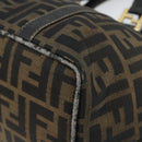 FENDI Zucca Canvas Hand Bag Brown Black gold Auth 146809-9