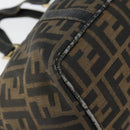 FENDI Zucca Canvas Handtas Bruin Zwart goud Auth 146809-14