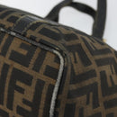FENDI Zucca Canvas Handtas Bruin Zwart goud Auth 146809-15