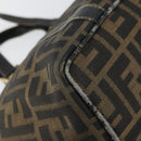 FENDI Zucca Canvas Handtas Bruin Zwart goud Auth 146809-16