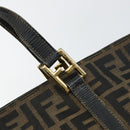 FENDI Zucca Canvas Handtas Bruin Zwart goud Auth 146809-17