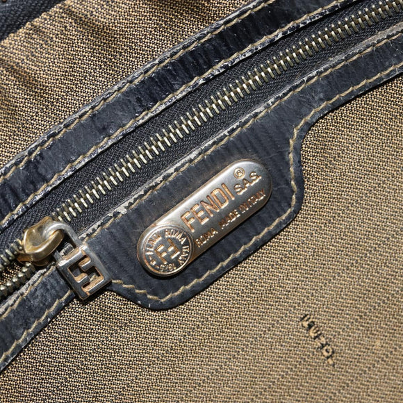 FENDI Zucca Canvas Handtas Bruin Zwart goud Auth 146809