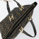 FENDI Zucca Canvas Handtas Bruin Zwart goud Auth 146809-6