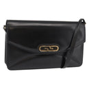 GUCCI Shoulder Bag Leather Vintage Black Gold Auth 146810-1
