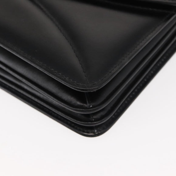 GUCCI Shoulder Bag Leather Vintage Black Gold Auth 146810