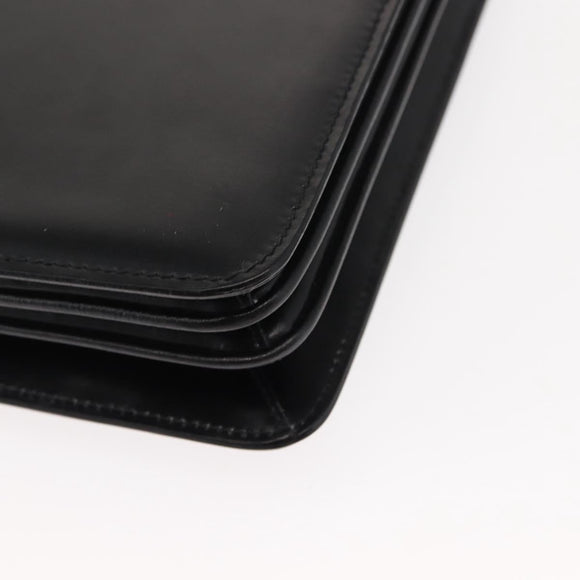 GUCCI Shoulder Bag Leather Vintage Black Gold Auth 146810