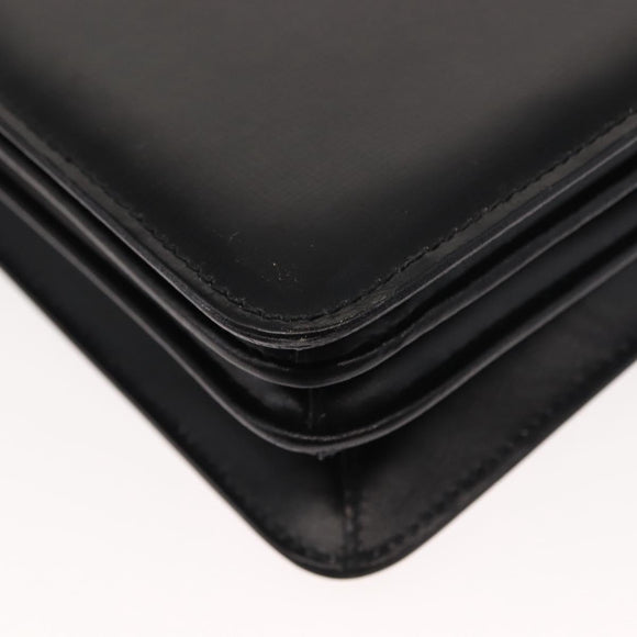 GUCCI Shoulder Bag Leather Vintage Black Gold Auth 146810