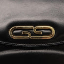 GUCCI Shoulder Bag Leather Vintage Black Gold Auth 146810-18