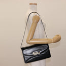 GUCCI Shoulder Bag Leather Vintage Black Gold Auth 146810-23