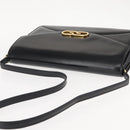 GUCCI Shoulder Bag Leather Vintage Black Gold Auth 146810-6