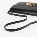 GUCCI Shoulder Bag Leather Vintage Black Gold Auth 146810-7