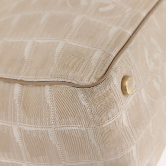 CHANEL New Travel Line Tote Bag Nylon Beige gold CC Auth 146811