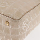 CHANEL New Travel Line Tote Bag Nylon Beige gold CC Auth 146811-17