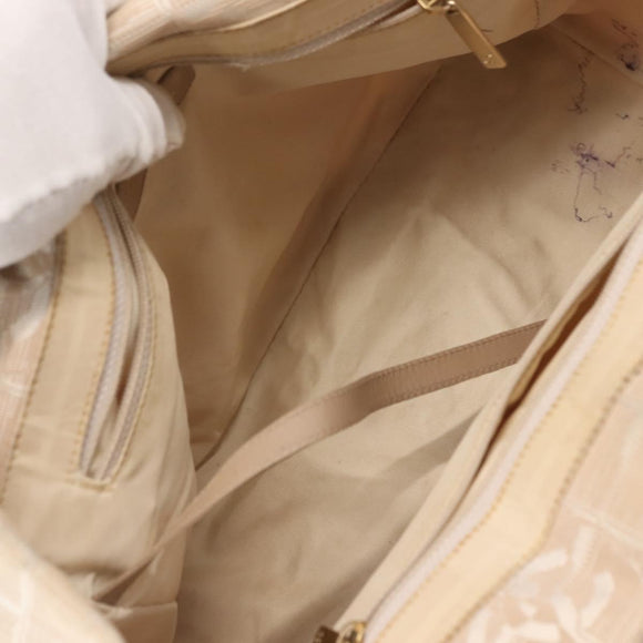CHANEL New Travel Line Tote Bag Nylon Beige gold CC Auth 146811