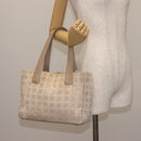 CHANEL New Travel Line Tote Bag Nylon Beige gold CC Auth 146811-23