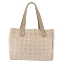 CHANEL New Travel Line Tote Bag Nylon Beige gold CC Auth 146811-2