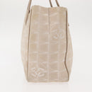 CHANEL New Travel Line Tote Bag Nylon Beige gold CC Auth 146811-3