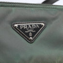 PRADA Tote Bag Nylon Khaki Silver Auth 146817-17