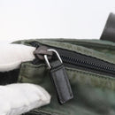 PRADA Tote Bag Nylon Khaki Silver Auth 146817-10