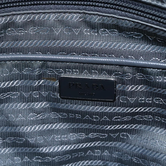 PRADA Tote Bag Nylon Khaki Silver Auth 146817
