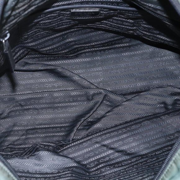 PRADA Tote Bag Nylon Khaki Silver Auth 146817