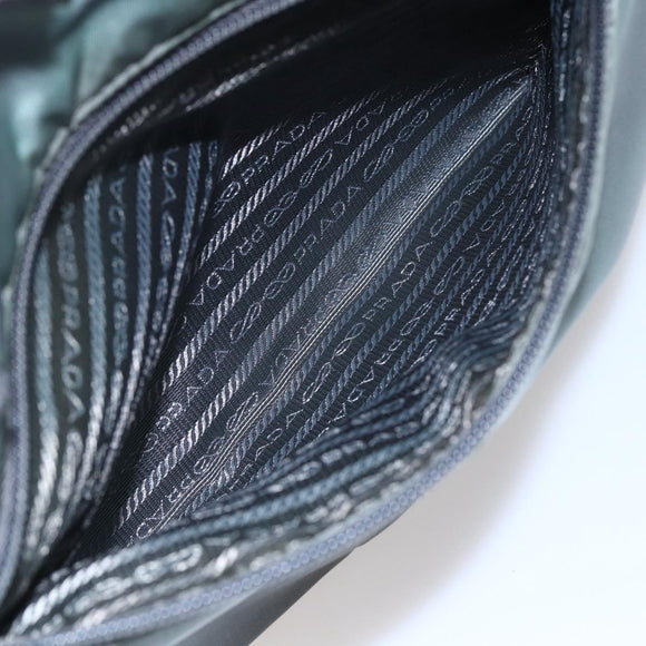 PRADA Tote Bag Nylon Khaki Silver Auth 146817