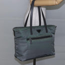 PRADA Tote Bag Nylon Khaki Silver Auth 146817-24
