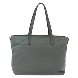 PRADA Tote Bag Nylon Khaki Silver Auth 146817 - 0