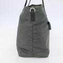 PRADA Tote Bag Nylon Khaki Silver Auth 146817-3