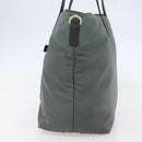 PRADA Tote Bag Nylon Khaki Silver Auth 146817-4
