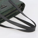 PRADA Tote Bag Nylon Khaki Silver Auth 146817-7