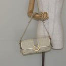 Salvatore Ferragamo Gancini Shoulder Bag Canvas Beige Gold Auth 146818-22