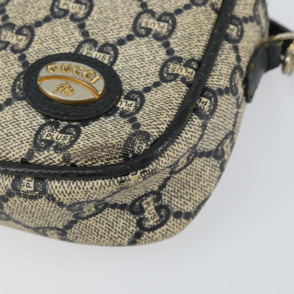 GUCCI GG Plus Supreme Shoulder Bag PVC Navy Gold Auth 146819