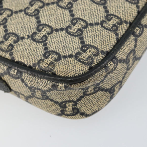 GUCCI GG Plus Supreme Shoulder Bag PVC Navy Gold Auth 146819
