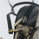 GUCCI GG Plus Supreme Shoulder Bag PVC Navy Gold Auth 146819-10