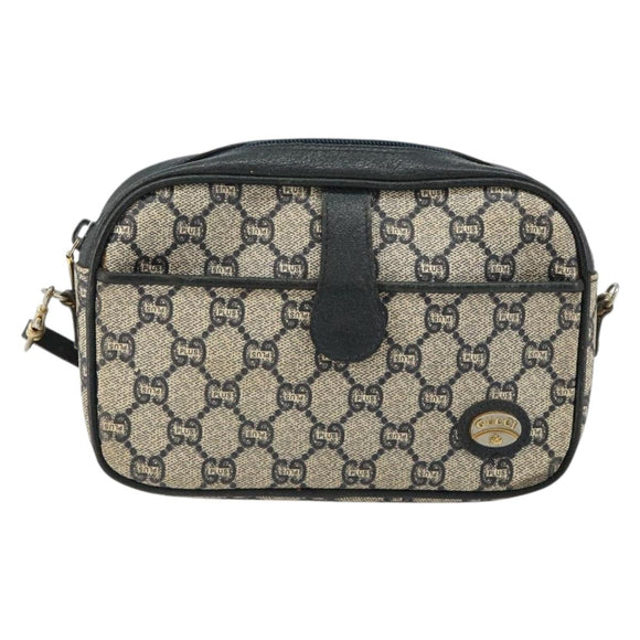GUCCI GG Plus Supreme Shoulder Bag PVC Navy Gold Auth 146819